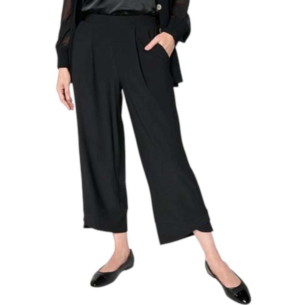 WynneCollection Women's Luxe Crepe Pull-On Pants Black - Petite